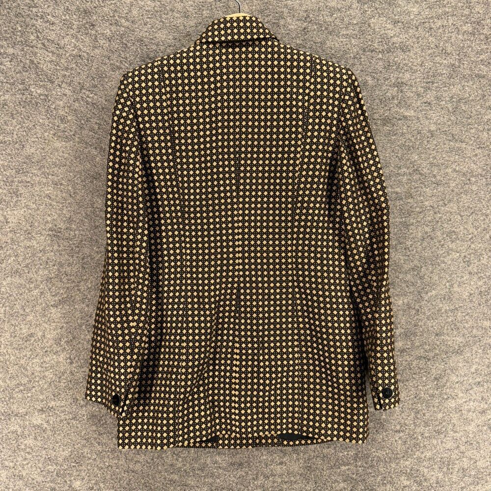 Dana Buchman Jacket Women 6 Black Geometric Collared Long Sleeve Linen Casual - Picture 2 of 8
